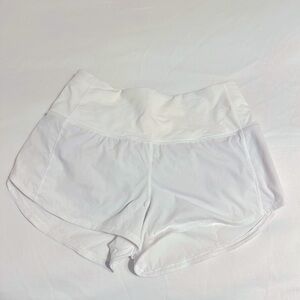 White high-rise Lululemon shorts